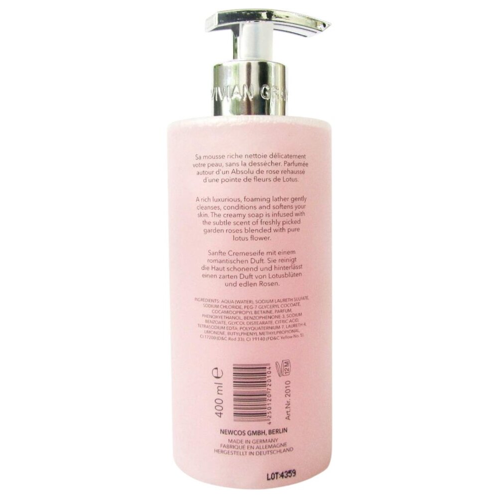 Vivian Gray Aroma Selection Lotus & Rose Cream Soap 13.5 Fl Oz - Picture 3 of 3